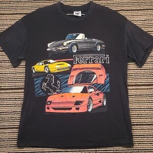 RARE SSI Ferrari Cars Black Cotton Blend Single Stitch Mens XL‎ T Shirt VTG RARE